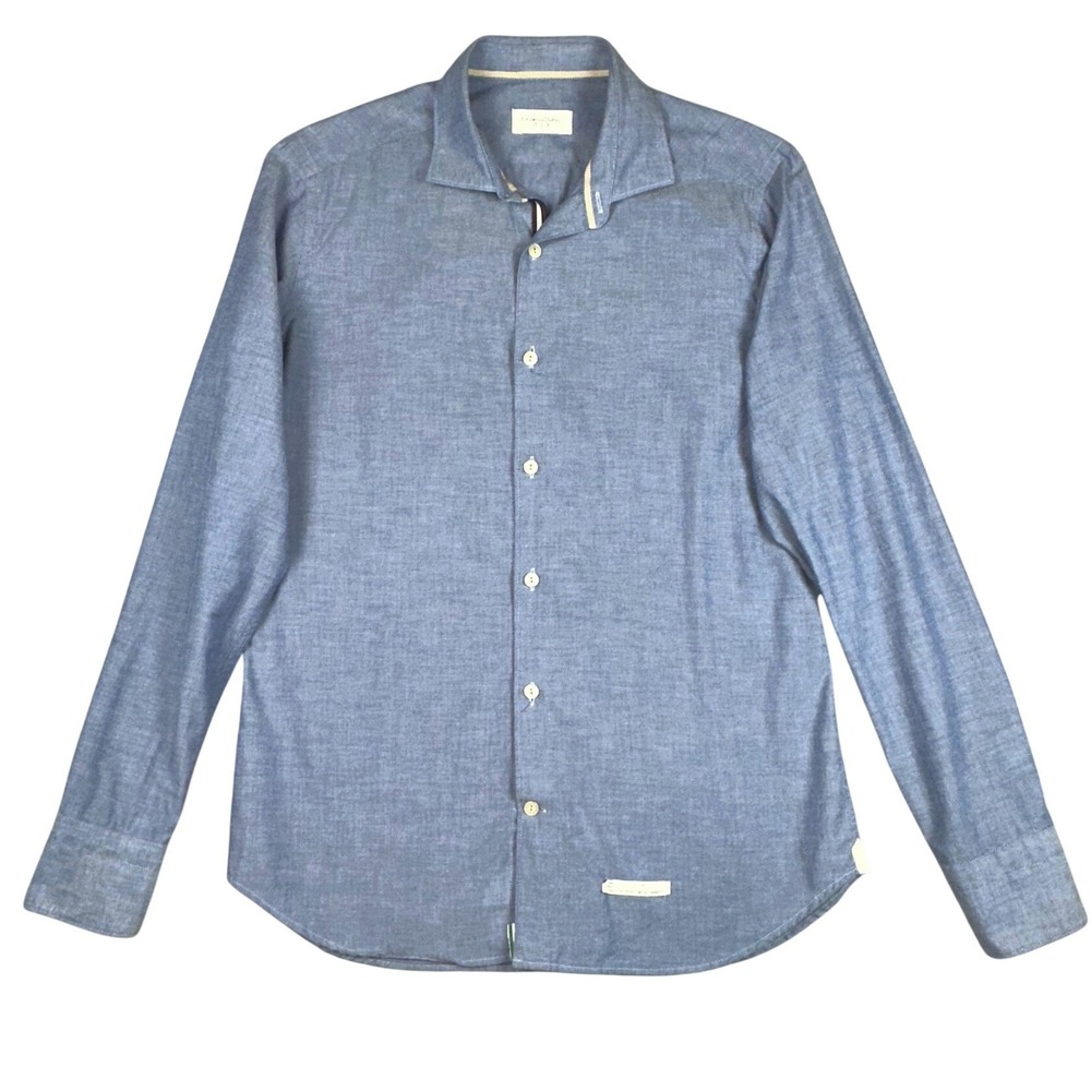Tintoria Mattei 954 Men's 15 Chambray Cotton Slim Fit Shirt Italy Luxury Career